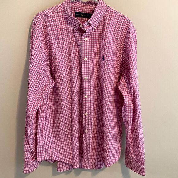 Ralph Lauren xl button down shirt pink and white - Picture 1 of 4